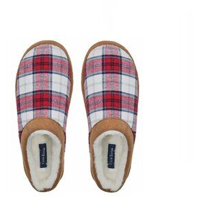 new Club Room Men's Red Tartan Plaid Slip-On Slippers in Size Small 6 - 7